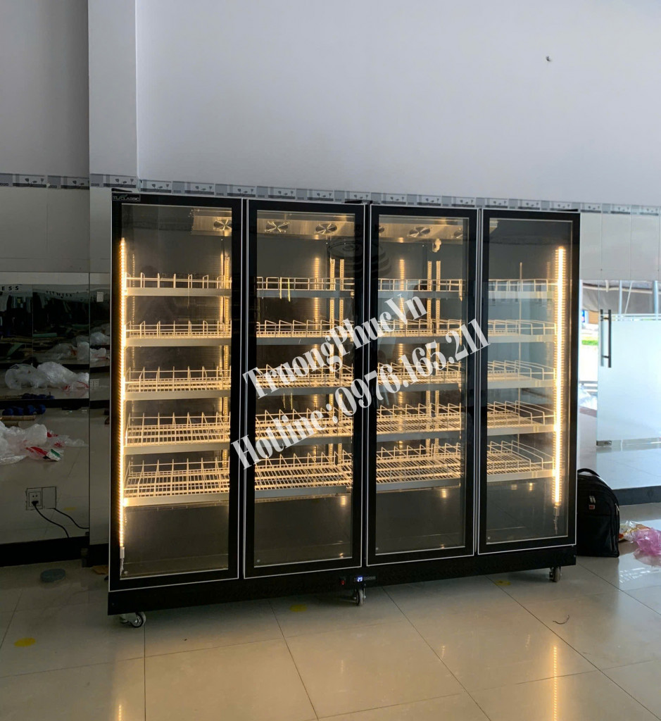TỦ MÁT 4 CÁNH CAO CẤP KÍNH FULL VIỀN ( NEW)